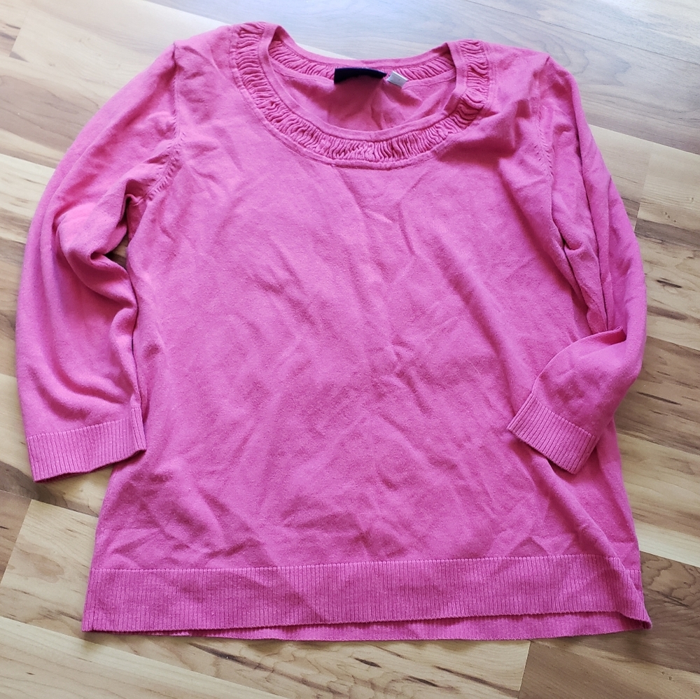 Croft & Barrow bright pink sweater neckline detail Size Large